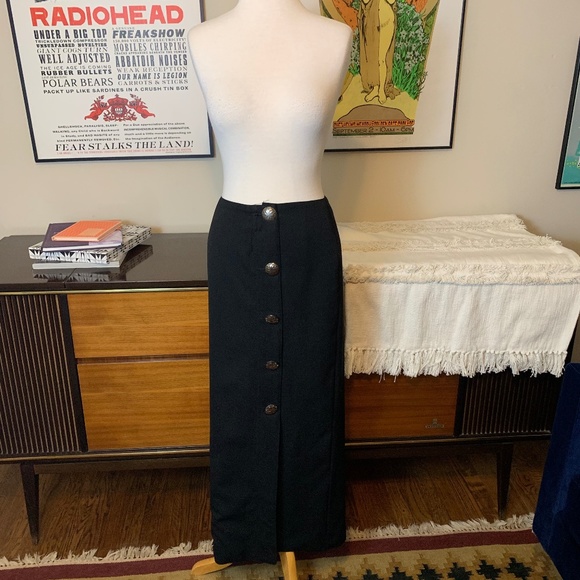 Vintage Dresses & Skirts - Vintage GERARD Southwest Silver Button Maxi Skirt